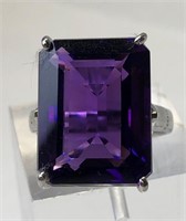 $600. Silver Amethyst (17.00ct) Ring (Size 9)