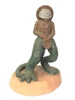 16" H Clay Lizardman Sculpture