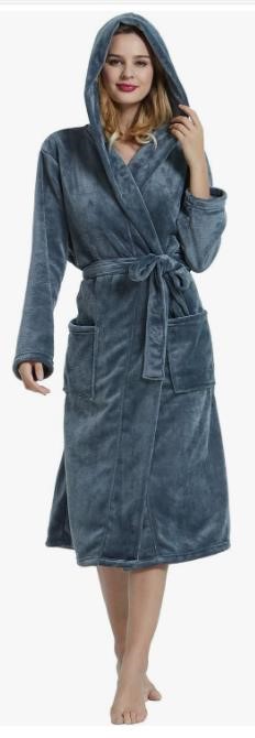 HEARTNICE Womens Hooded Fleece Robe - L/XL
