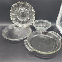 Glass Pie Pans, Egg Tray, & Small Serving Bowl