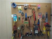 Tools Located On Wall Hammers, Clamps, Battery