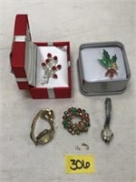 Various Jewelry Pieces, Broaches and Watches
