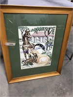 FRAMED NEEDLEWORK HORSE PICTURE, 25 X 30"