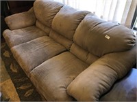 Suede Leather Sofa (Tan ~ soem wear but usable)