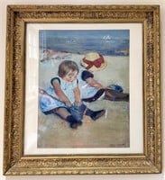 Mary Cassatt Children Playing on Beach Print