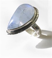 Moon Rock Teardrop Sterling Silver Ring Size 6