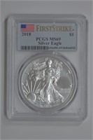 2 - 2018 ASE Silver Eagles  PCGS MS69