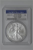 2  -2018-W ASE Silver Eagles PCGS MS69