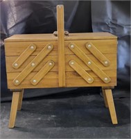 VTG Wooden Fold Out Sewing Basket