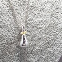 Sterling Silver Diamond Pear Pendant w/Chain