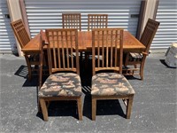 Heavy Wood Dining Table Set w6 Chairs