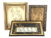 3 Framed Mythological Scenes Neo-Classical Figures
