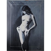 Italian Luigi Fumagalli 20th C Nude O/C  Painting