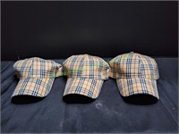 (3) Plaid Stripe Baseball Caps