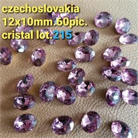 CZECH VTG 12X10MM OVAL MAUVE CRYSTAL-GLASS 60PCS