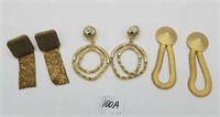 Three Pairs of Gold Tone Clip Earrings