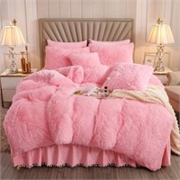 Queen Pink Velvet Bedding Set