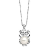 Sterling Silver FWC Pearl Owl Necklace