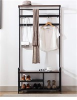 AISALL Coat Rack Hall Tree Shoe Bench with Shelf,