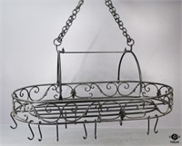 Metal Pot Rack w/Chain & Hooks