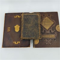 Antique Books Leather Bound Bible Atlas