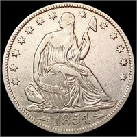 1854 Seated Liberty Half Dollar NEARLY