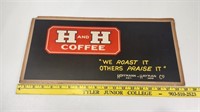 Antique H&H Coffee Sign Cardboard 19" x 9"