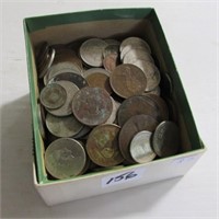 BOX OF ASST FOREIGN COINS