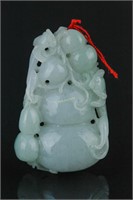 Chinese Hardstone Carved Double Gourd Pendant