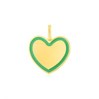 14k Gold & Green Enamel Heart Pendant