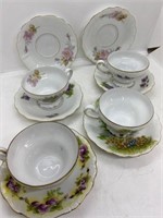 Lot Of 4 Ohata China Teacup & Saucer W/ 2 Plates