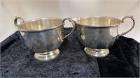 Vintage Sterling Silver Creamer and Sugar Bowl