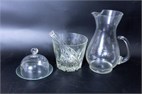 Three vintage Etched Glass Servicing Pieces