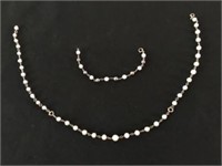 14KT Gold Beaded Necklace & Bracelet
