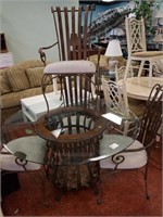 Glass top round table with 4 chairs