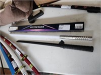 1LOT 2 PLASTIC PLAY SWORDS, LIGHT SABRE AND