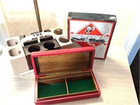 Vintage Monoply game, chip caddy,card box