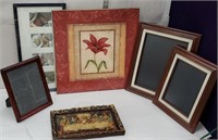 Box of picture frames and heavy plaque