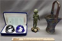 Carnival Glass, Sculpture, Cameo Paperweights