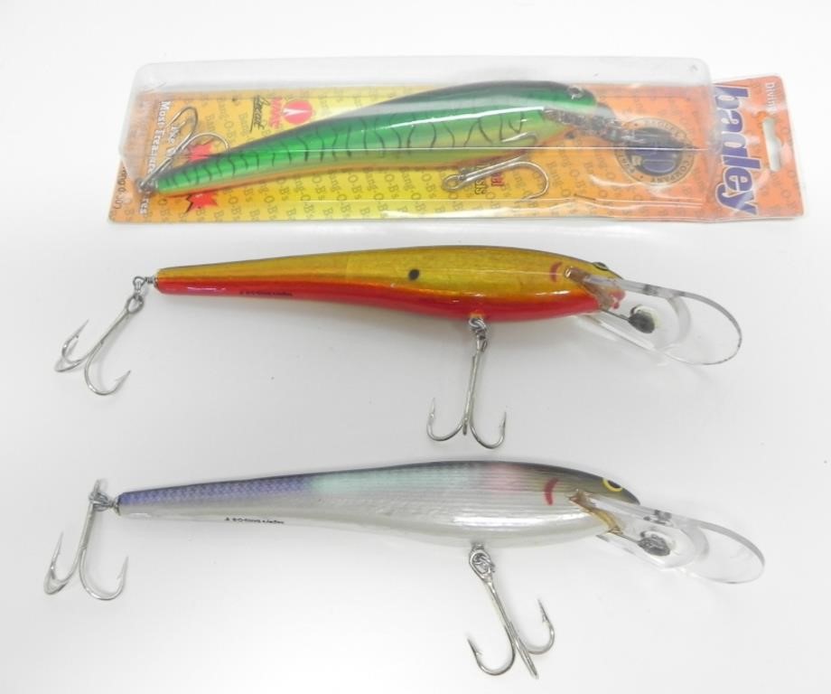 3 BANG-O-B 8" BAGLEY TREBLE HOOK LURES