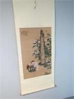Vtg Chinese Children At Play Wall Scroll NOS