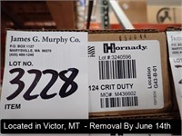 CASE OF (250) ROUNDS OF HORNADY 9MM LUGER +P