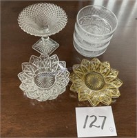 8 Fancy Glass Plates, Bowls and Candy Dish
