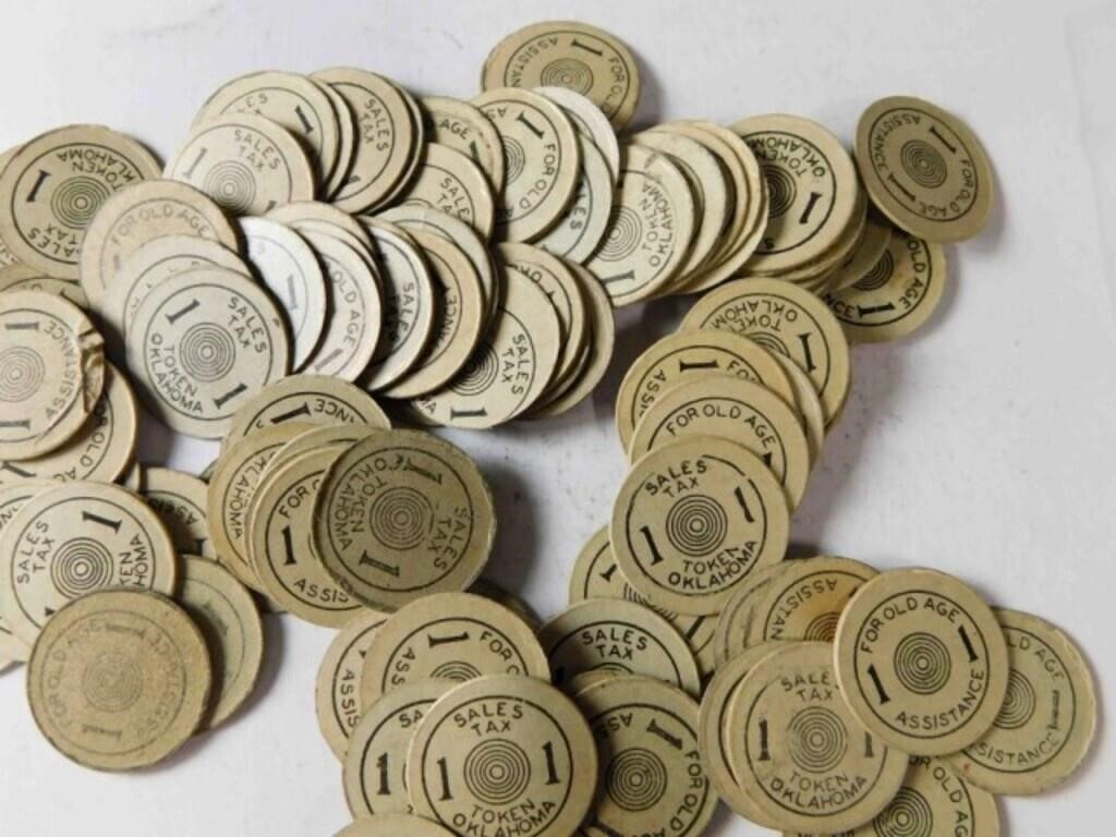 95+ pressed board Oklahoma tax tokens