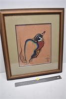 Original John Lonechild Painting "Wood Duck" 16"
