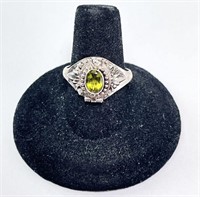 Sterling Peridot "Poison Ring" 4 Grams Size 8.5