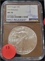2019 1ST RELEASES SILVER EAGLE $1 COIN - MS70