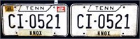 Pair vintage Knox County TN license plates