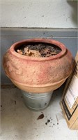 Large round terra-cotta flowerpot, measures 9