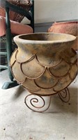 Large wire wrapped terra-cotta flowerpot